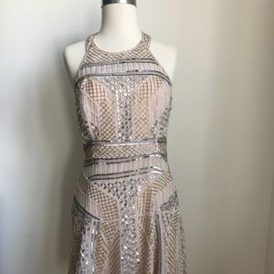 Parker Leona Blush Beaded Cutout Dress